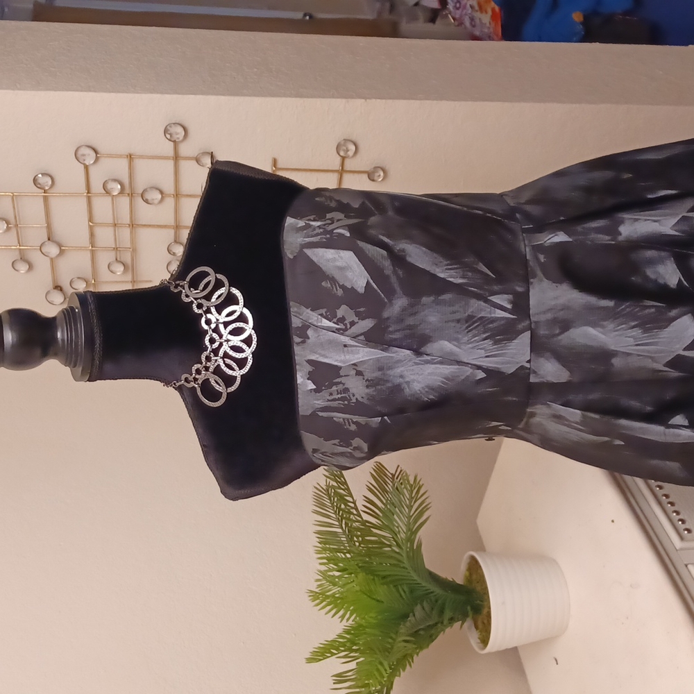 White House Black Market Cocktail Dress with necklace and earrings